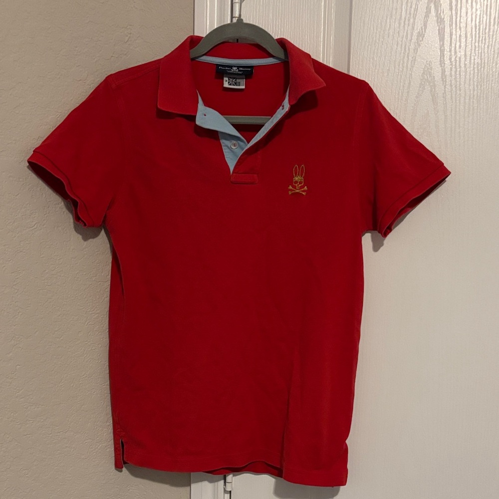 Pre-owned Psycho Bunny Red Polo with Gold Logo